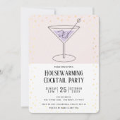赤面ピンクブロック引っ越し祝いパーティーカクテルパーティー 招待状 (正面)
