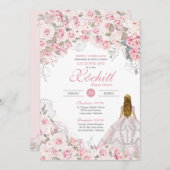 赤面ピンクブロッサムエレガントフローラキンセアニェラ 招待状 (正面/裏面)