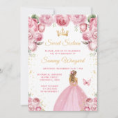 赤面ピンクブロンドヘアプリンセスSweet sixteen 招待状 (正面)