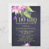 赤面ピンクプラム婚約i do bbqパーティー 招待状 (正面)