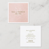 赤面ピンクプラント葉スクエアビジネスカード スクエア名刺 (正面/裏面)