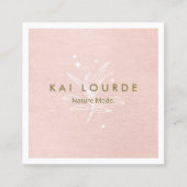 赤面ピンクプラント葉スクエアビジネスカード スクエア名刺 (正面)