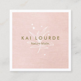 赤面ピンクプラント葉スクエアビジネスカード スクエア名刺