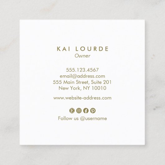 赤面ピンクプラント葉スクエアビジネスカード スクエア名刺 (裏面)