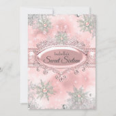 赤面ピンクプリンセスウィンターワンダーランドスウィート16 招待状 (正面)
