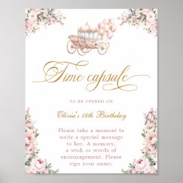 赤面ピンクプリンセスタイムカプセル誕生日ポスター ポスター