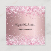 赤面ピンクプロフィール写真qrコード スクエア名刺 (正面)