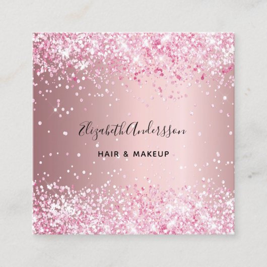 赤面ピンクプロフィール写真qrコード スクエア名刺 (正面)