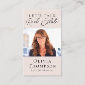 赤面ピンクプロフェッショナルフォト実在エステート 名刺 (正面)