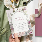 赤面ピンクプーエレガントニーフローラブライダルシャワー 招待状