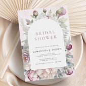 赤面ピンクプーエレガントニーフローラブライダルシャワー 招待状