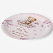 赤面ピンクベアークラウドベビーガールシャワー ペーパープレート (アングル)