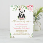 赤面ピンクベア赤ちゃんシャワー私たちは心から待つことができる 招待状 (スタンド正面)