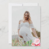 赤面ピンクベア赤ちゃんシャワー私たちは心から待つことができる 招待状 (裏面)