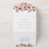 赤面ピンクベビーイン開花ベビーシャワー オールインワン招待状 (外側)