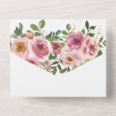 赤面ピンクベビーイン開花ベビーシャワー オールインワン招待状 (裏面)