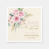 赤面ピンクベビーイン開花ボホフローラベビーシャワー スタンダードカクテルナプキン (正面)