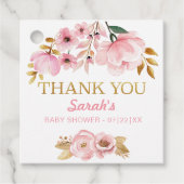 赤面ピンクベビーシャワーありがとうメッセージカード フェイバータグ (正面)