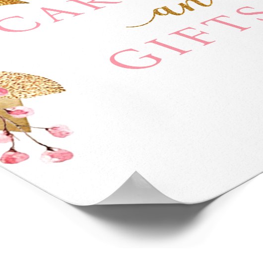 赤面ピンクベビーシャワーカード&ギフトサイン ポスター (角)