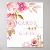 赤面ピンクベビーシャワーカード&ギフトサイン ポスター (正面)