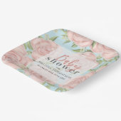 赤面ピンクベビーシャワーフローラ ペーパープレート (傾斜あり)