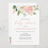 赤面ピンクベビーシャワー招待状 招待状 (正面/裏面)