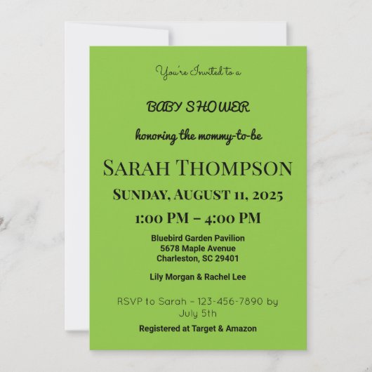 赤面ピンクベビーシャワー招待状for a boy 招待状 (正面)