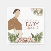 赤面ピンクベビーシャワー水彩フローラ スタンダードカクテルナプキン (正面)