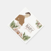 赤面ピンクベビーシャワー水彩フローラ スタンダードカクテルナプキン (角)