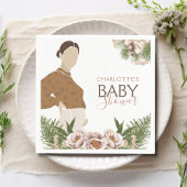 赤面ピンクベビーシャワー水彩フローラ スタンダードカクテルナプキン