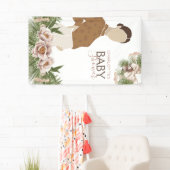 赤面ピンクベビーシャワー水彩フローラ 横断幕 (インサイチュ)