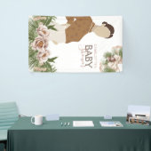 赤面ピンクベビーシャワー水彩フローラ 横断幕 (トレードショー)