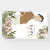 赤面ピンクベビーシャワー水彩フローラ 横断幕 (横)