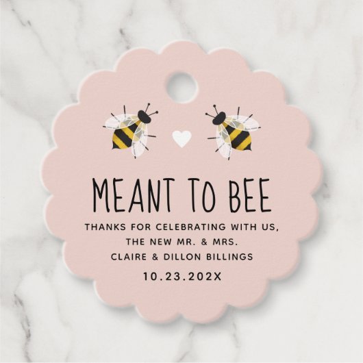 赤面ピンクベビートゥビーハニーシャワーメッセージカード フェイバータグ (正面)