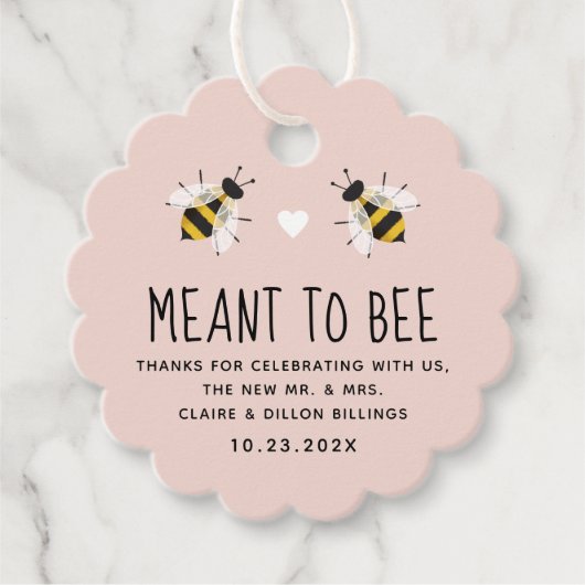 赤面ピンクベビートゥビーハニーシャワーメッセージカード フェイバータグ (正面)