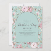 赤面ピンクベビーブルーシックマザーズデイブランチ 招待状 (正面)