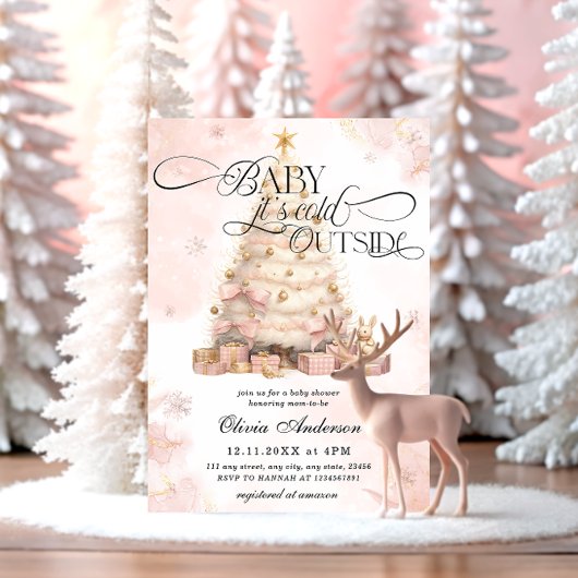 赤面ピンクベビー外の赤ちゃんシャワーが冷たい 招待状