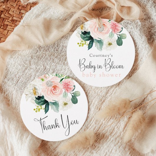 赤面ピンクベビー開花フローラメッセージカード フェイバータグ