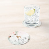 赤面ピンクベビー鹿ベビーその冷たい外 ラウンドペーパーコースター (インサイチュ)