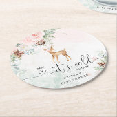 赤面ピンクベビー鹿ベビーその冷たい外 ラウンドペーパーコースター (アングル)