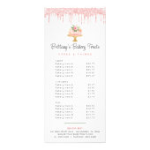 赤面ピンクベーカリーケーキグリッターパティシシェフメニュー ラックカード (正面)