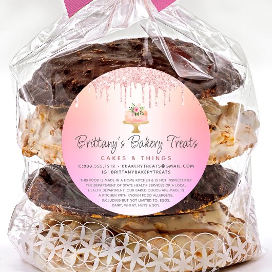 赤面ピンクベーカリーケーキグリッターレインボーグラデーションリーガル ラウンドシール