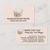 赤面ピンクベーカリーシェフキャップペストリー 名刺 (正面/裏面)