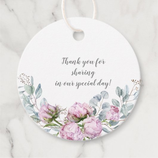 赤面ピンクペオニーズセージグリーン結婚リー | フェイバータグ (正面)