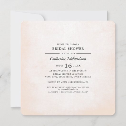 赤面ピンクペオニーブライダルシャワー 招待状 (裏面)