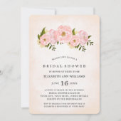 赤面ピンクペオニーブライダルシャワー 招待状 (正面)