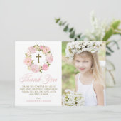 赤面ピンクペオニーリースファーストホーリーコミュニオン サンキューカード (スタンド正面)