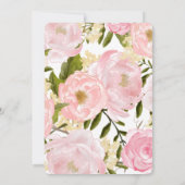 赤面ピンクペオニーリースブライダルシャワー 招待状 (裏面)