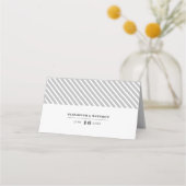 赤面ピンクペオニー |グレーストライプの結婚 プレイスカード