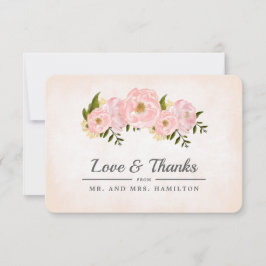 赤面ピンクペオ結婚ニーサンキューカード サンキューカード